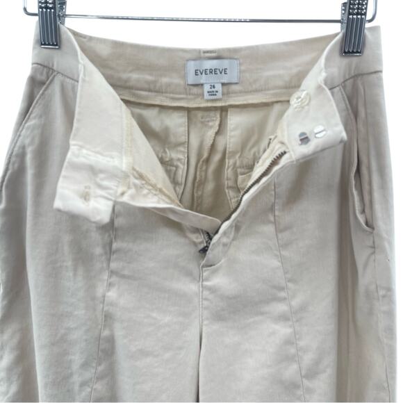 Evereve Marion Linen Blend Neutral Tone Wide Leg High Rise Trouser Pants Size 26 - Picture 7 of 14